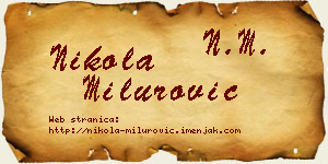 Nikola Milurović vizit kartica
